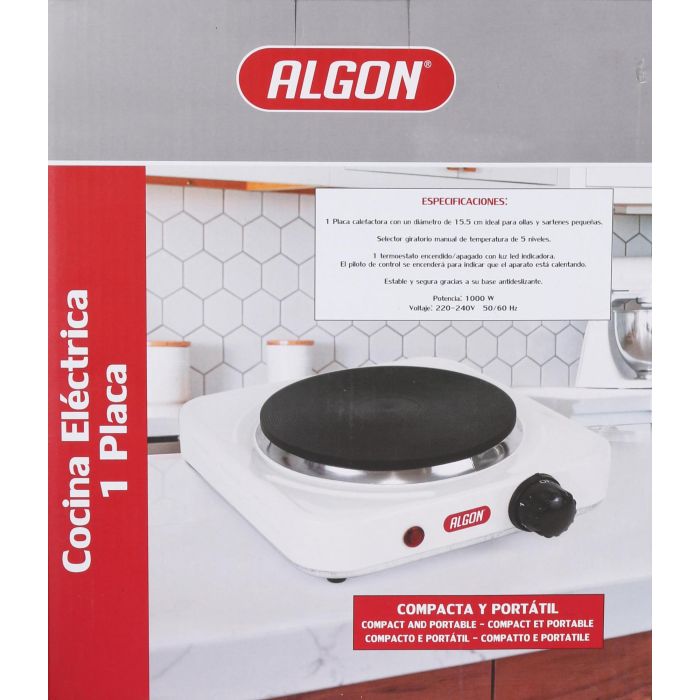 Cocina Eléctrica Algon 1 Placa 1000W (4 Unidades) 4 Cocina Eléctrica Algon 1 Placa 1000W (4 Unidades) 4