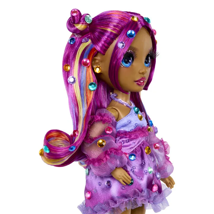 Rainbow High Muñeca de moda Be Dazzling Noemie Violette 28 cm con piedras preciosas brillantes y accesorios