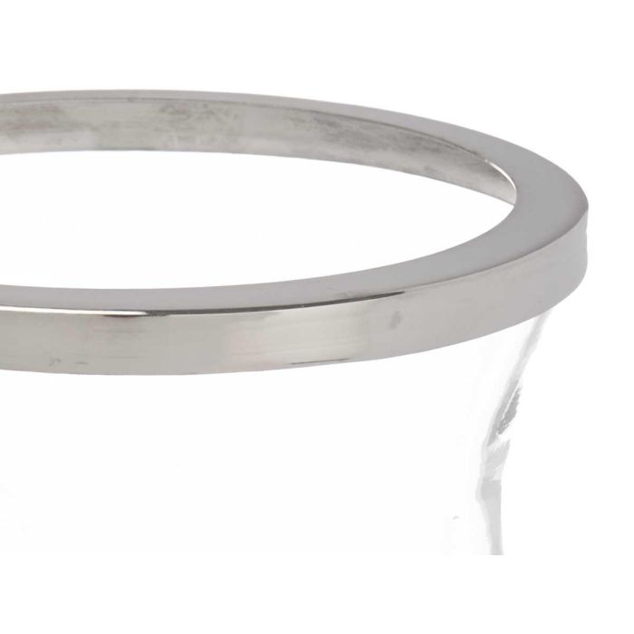 Portavela Copa Abombada Plateada Giftdecor 15.5x25.5x15.5 cm - Cristal y Acero (6 Unidades) 2