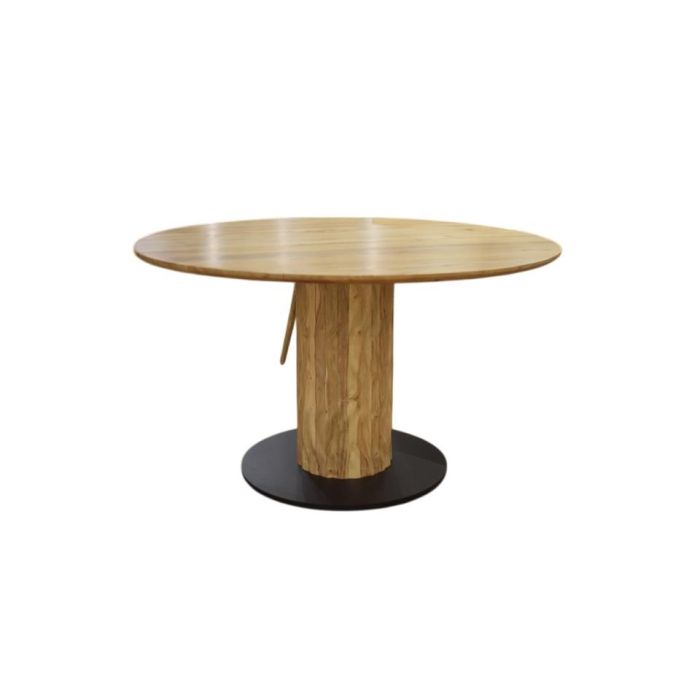 DKD Home Decor Mesa de Comedor Redonda Moderna, 130 cm Diámetro x 76 cm Alto, Madera de Acacia y Metal