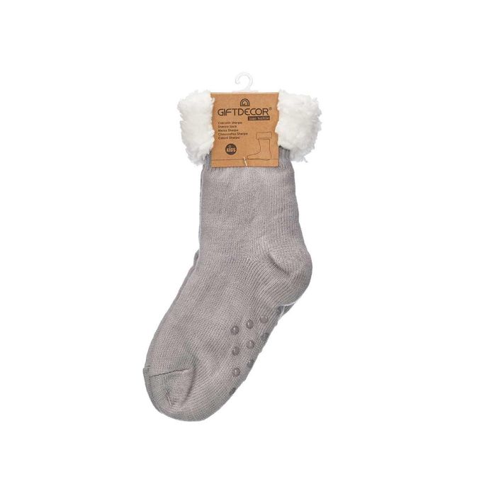 Calcetin Sherpa Infantil Gris Claro Giftdecor 15X30CM (12 Unidades) 2 Calcetin Sherpa Infantil Gris Claro Giftdecor 15X30CM (12 Unidades) 2