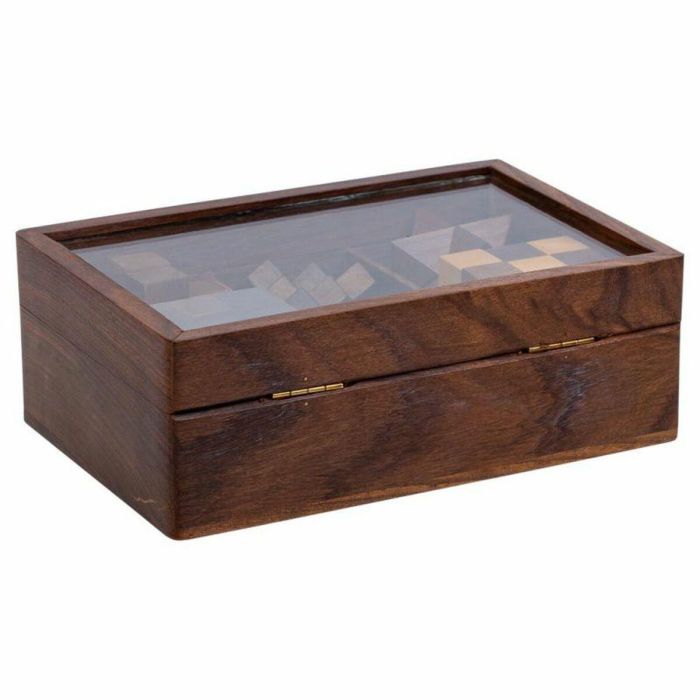 Rompecabezas Alexandra House Living Marrón Vidrio Madera de acacia 12 x 6 x 17 cm 6 Piezas 2