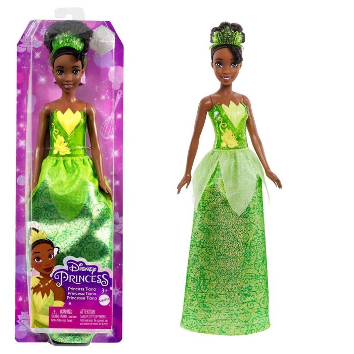 Mattel Hlw04 Muñeca Disney Princesa Tiana, inspirada en 'Tiana y el sapo', articulada, con ropa y accesorios (tiara y zapatos)