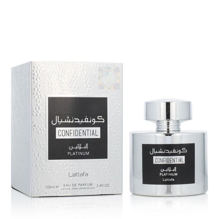 Lattafa Confidential Platinum EDP Vapo 100 ml - Fragancia Unisex Amaderada Aromática 3
