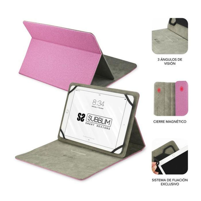 Funda Subblim Clever Stand para Tablets de 9"-10.1"/ Rosa 1 Funda Subblim Clever Stand para Tablets de 9"-10.1"/ Rosa 1