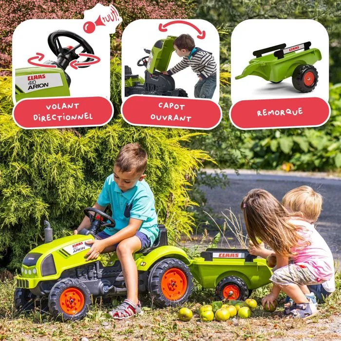 Falk Tractor de Pedales Claas Arion con Remolque para Niños de 2 a 5 Años 2