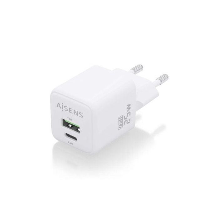 AISENS - CARGADOR GaN 25W, 1xUSB-C PD3.0 QC4.0, 1xUSB-A QC3.0, BLANCO 1 AISENS - CARGADOR GaN 25W, 1xUSB-C PD3.0 QC4.0, 1xUSB-A QC3.0, BLANCO 1