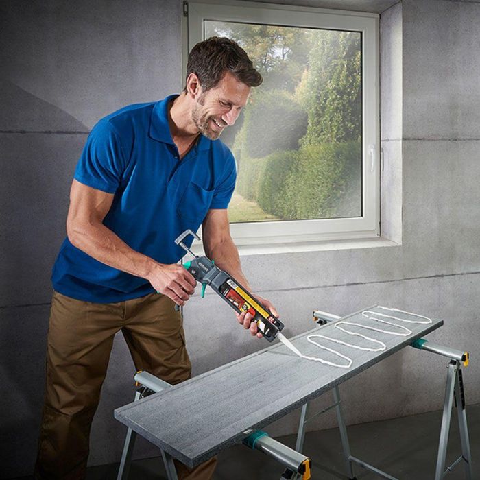 Wolfcraft Pistola de cartuchos MG 550 4358000 Fuerza Ajustable hasta 220 kg Profesional Doméstico Negro Verde para Sellantes Adhesivos Antigoteo 1