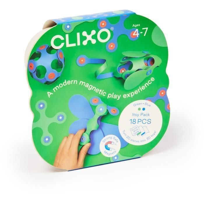 Juego de construcción magnético - GIPSY TOYS - Itsy CLIXO - 18 piezas - Azul/verde - A partir de 4 años 1 Juego de construcción magnético - GIPSY TOYS - Itsy CLIXO - 18 piezas - Azul/verde - A partir de 4 años 1