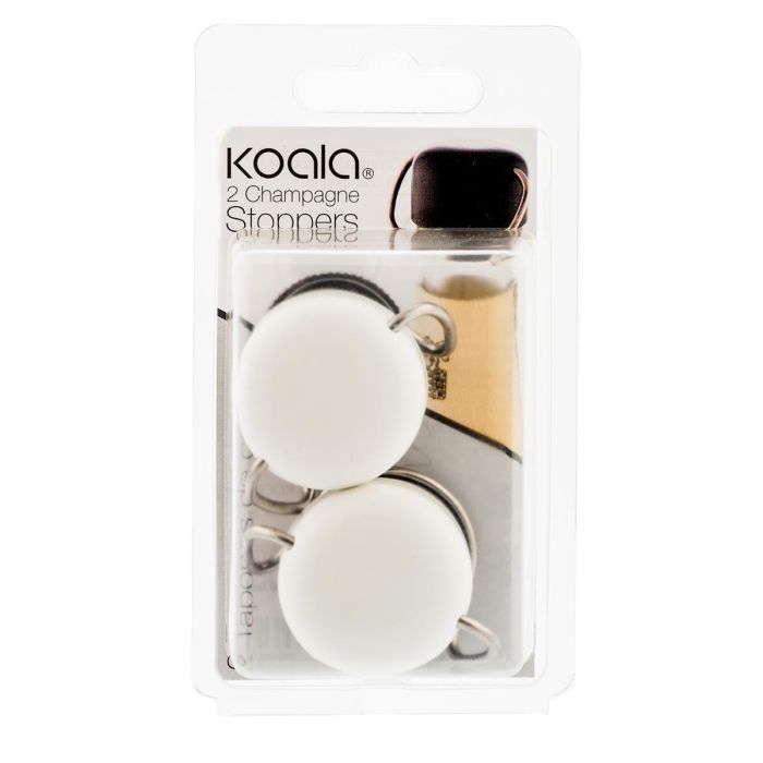 Koala Set Tapones Cava Inox Bodega 2 Piezas - Acero Inoxidable para Cava y Espumosos 5x3,5 cm, Higiénicos y Duraderos, Fabricados en España. 1