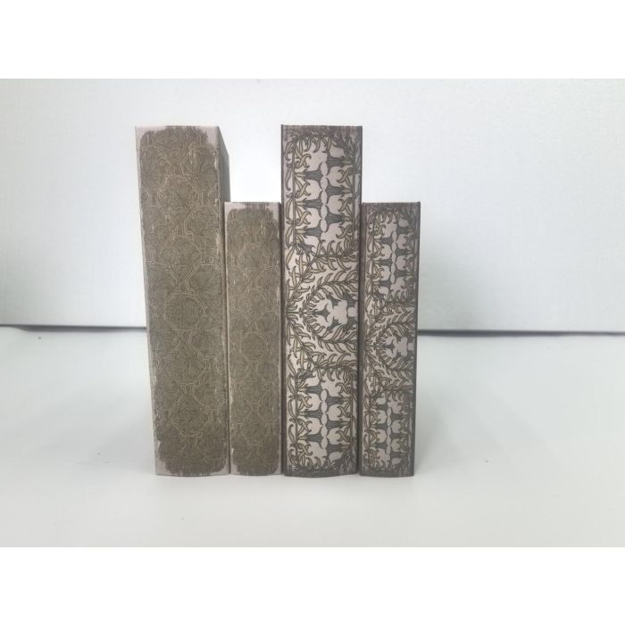 Caja Libro Arabe DKD Home Decor Granate Beige 7 x 30 x 21 cm Set de 2 (2 Unidades) 2