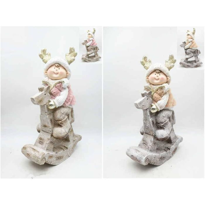 Figura Navidad Fantasia DKD Home Decor Rosa Dorado 18.5 x 56 x 33.5 cm (2 Unidades)