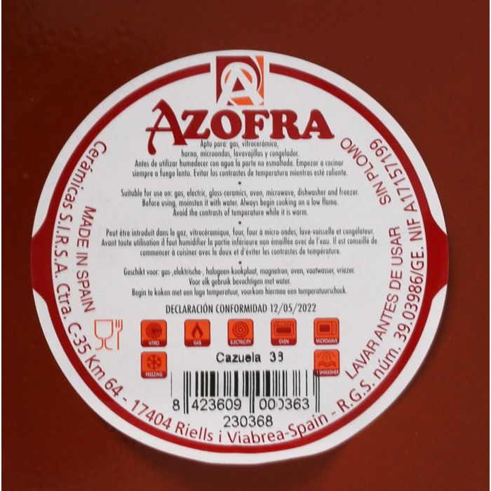 Cazuela de vitrocerámica 36 cm Azofra (4 Unidades) 1 Cazuela de vitrocerámica 36 cm Azofra (4 Unidades) 1