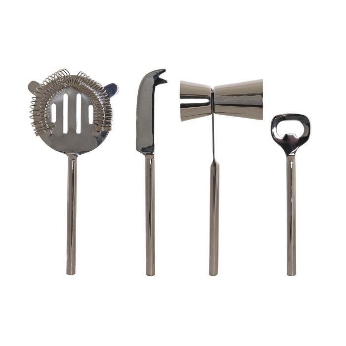 DKD Home Decor Set de 4 Copas de Cóctel Glam Plateado Inox 9 x 18 x 37 cm 2