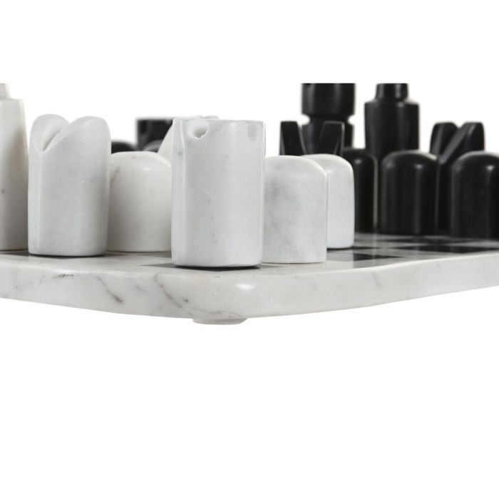 DKD Home Decor Juego de Ajedrez de Mesa Moderno en Mármol Blanco y Negro 35.5x35.5x1.5 cm 2
