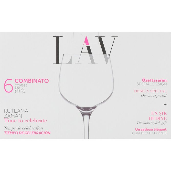Lav Set 6 Copas Combinados 730 cc Ø9x10.5x21 cm de Cristal Transparente Colección Combinato (4 Cajas) 1
