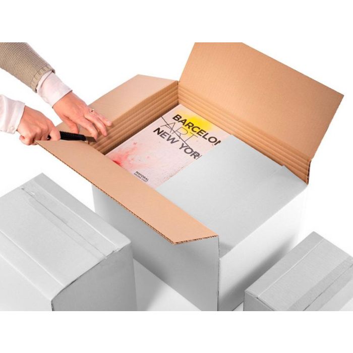 Caja Para Embalar Q-Connect Ultrarresistente Regulable En Altura Carton Canal Doble 7 mmcolor Blanco 450x280x375 mm 4