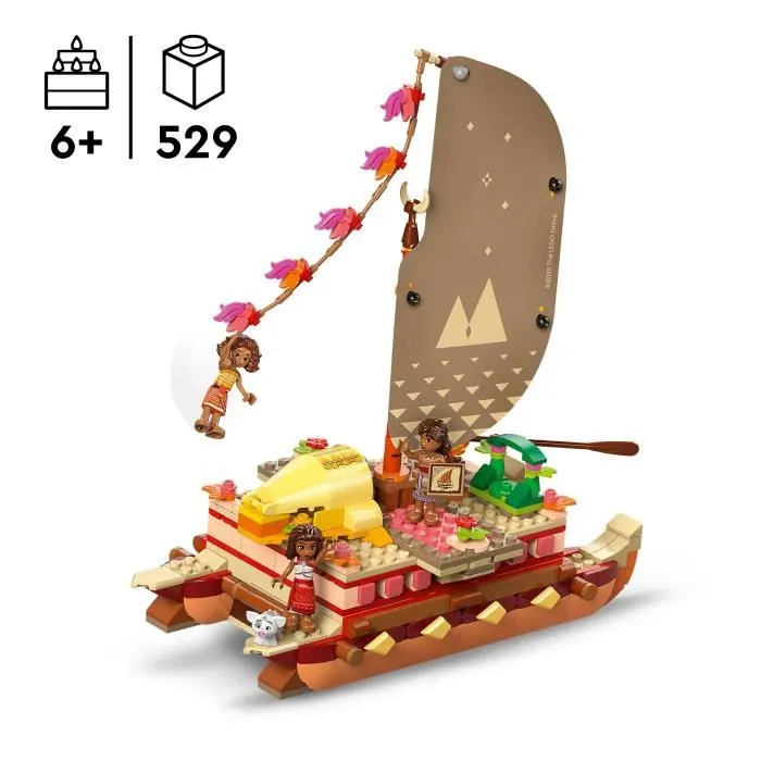 LEGO Disney Princess 43270 Canoa de Aventuras de Vaiana, Incluye Minipersonajes de Vaiana, Loto y Moni, Juguete para Niñas y Niños a Partir de 6 Años 1