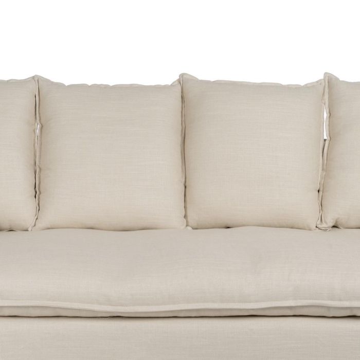 Sofá 4 Plazas Crema Tejido Salón 220 X 100 X 91 cm