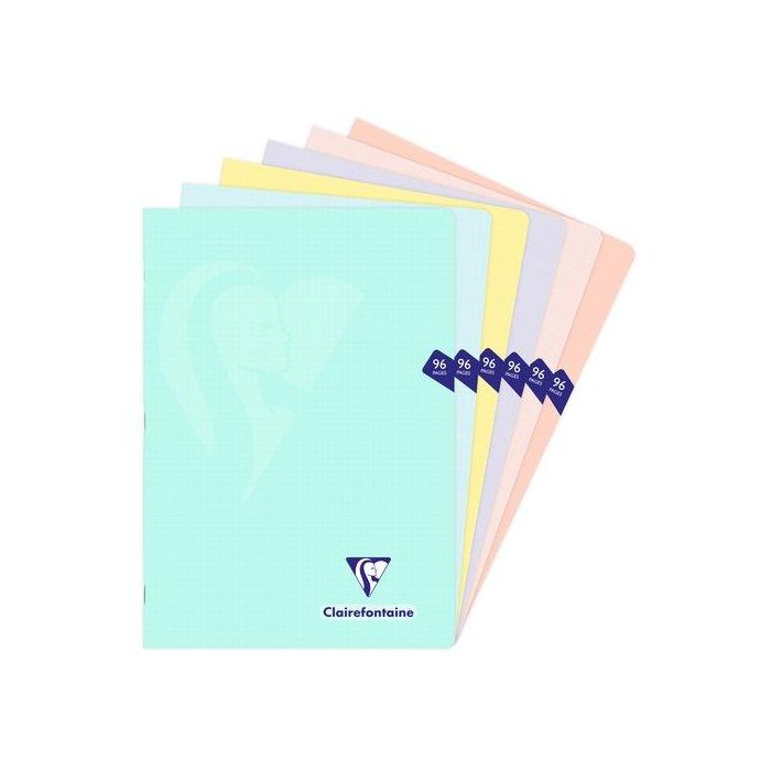 Libreta Clairefontaine Poliprolileno A4 Cm 48 Hjs. 5X5 Colores Pastel (Set de 10)