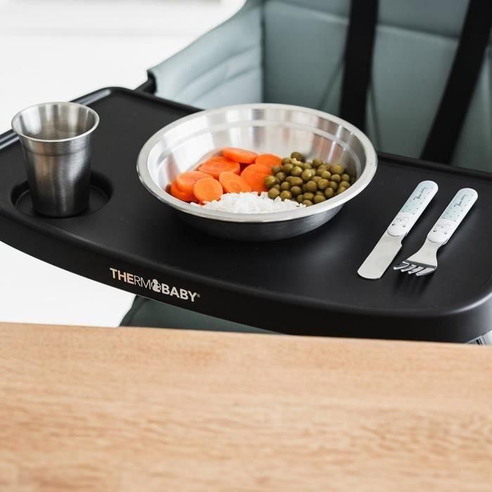 Thermobaby AAANW36169 - Pack de Comida Bebé de Acero Inoxidable - Taza, Cuenco, Plato Hondo y Cubiertos 3