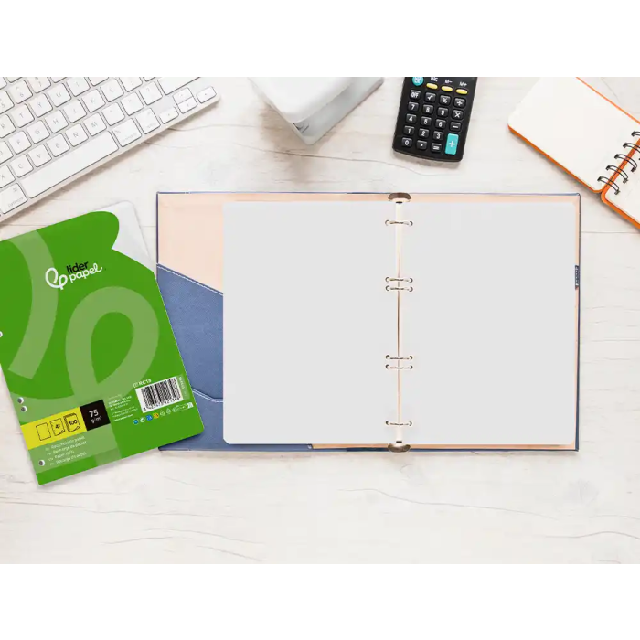 Liderpapel Recambio Din A5 100 Hojas 75gr Liso Sin Margen 6 Taladros 7