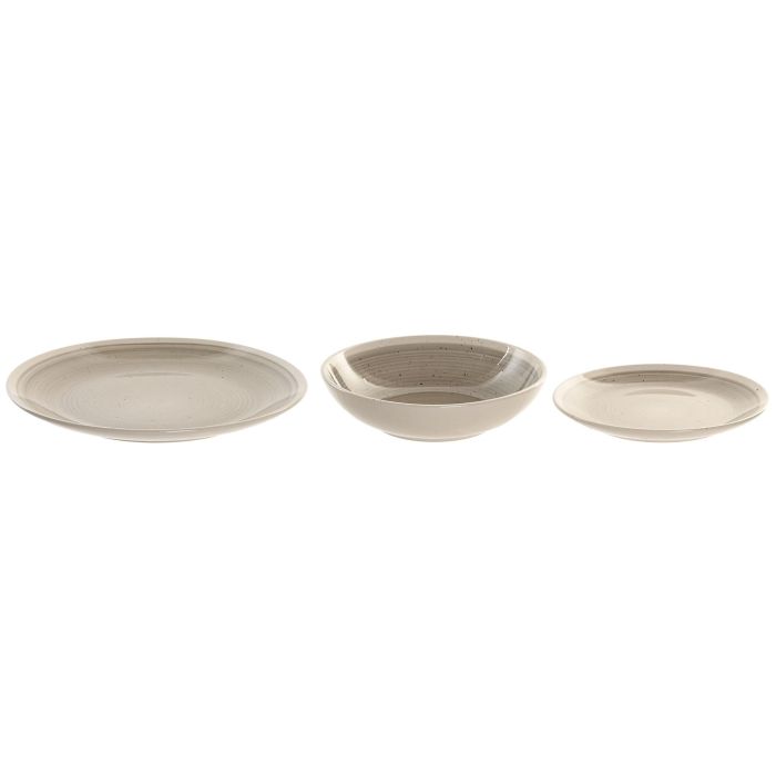 Vajilla Basicos DKD Home Decor Gris Beige 27 x 3 x 27 cm Set de 18 2 Vajilla Basicos DKD Home Decor Gris Beige 27 x 3 x 27 cm Set de 18 2