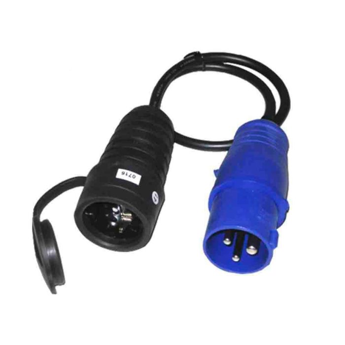 Adaptador clavija cetac 2p+t a base schuko 16a 230v~ Adaptador clavija cetac 2p+t a base schuko 16a 230v~