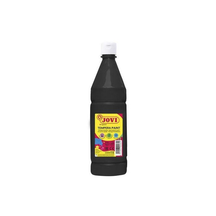 Jovi Témpera líquida escolar negra 1000 ml. Pintura base agua para papel, cartulina, madera y tela