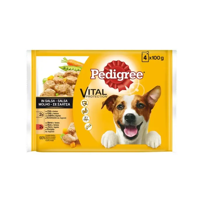 Pedigree Pouch 4Pack Pollo Buey Y Verd 13x4x100