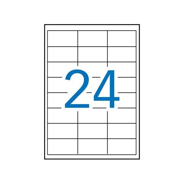 Apli Etiquetas Adhesivas 64,6x33,8 mm Canto Recto Inkjet-Láser 24 por Hoja / 2400 Total Blanco