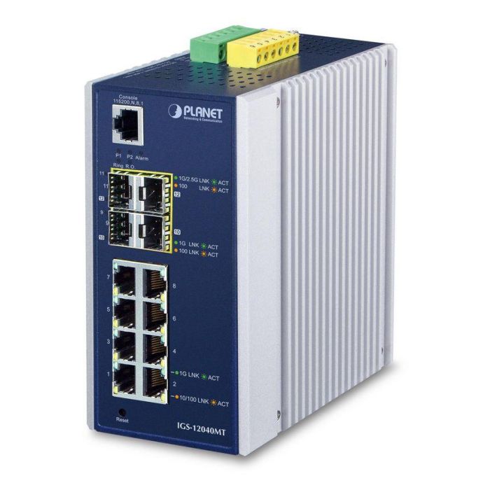 Planet Switch Industrial Gestionable IGS-12040MT 8 Puertos Gigabit 10/100/1000T + 4 SFP 100/1000X IP30 Planet Switch Industrial Gestionable IGS-12040MT 8 Puertos Gigabit 10/100/1000T + 4 SFP 100/1000X IP30