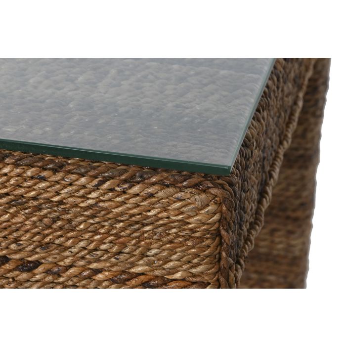 DKD Home Decor Banana 1c25 Mesa Comedor Natural 180 x 90 x 77 cm Fibra Teca Cristal Templado 3