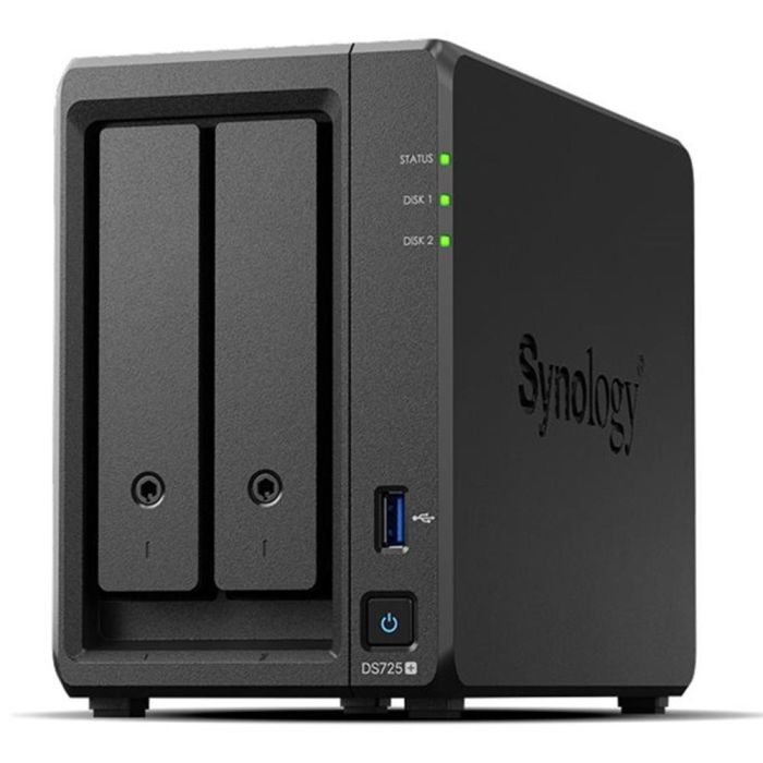 Synology DS725+ Servidor NAS DiskStation 2 Bahías, AMD Ryzen R1600, 4GB RAM, 2.5GbE, para PYMES y Usuarios Avanzados