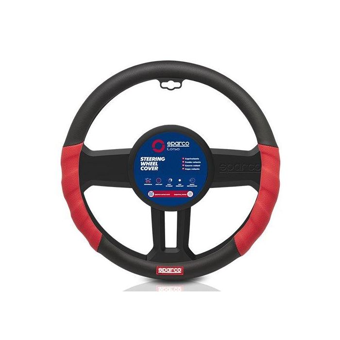 SPC SPC1102L Funda Volante Universal para Coche Antideslizante Lavable Rojo-Negro 100% Poliéster Cómoda 2 SPC SPC1102L Funda Volante Universal para Coche Antideslizante Lavable Rojo-Negro 100% Poliéster Cómoda 2