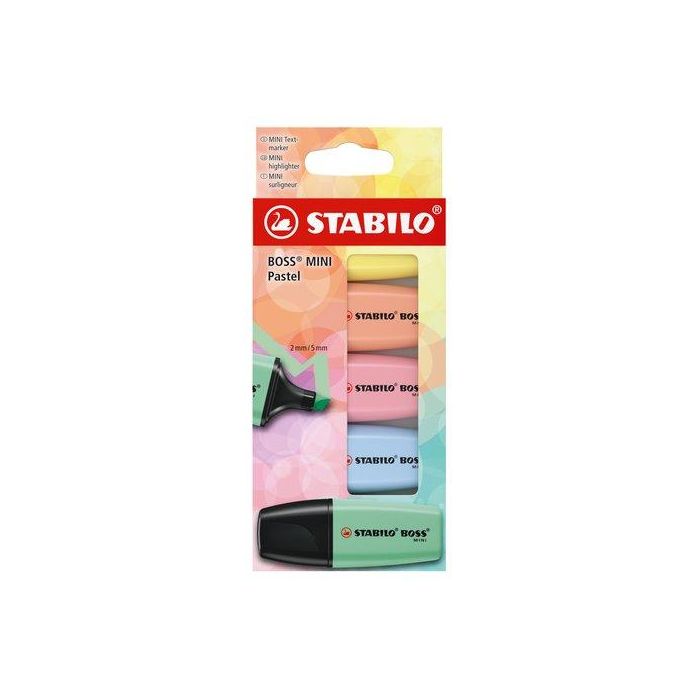 Stabilo Rotulador fluorescente mini pastel estuche de 5 unidades colores surtidos Tecnología Antisecado 4h