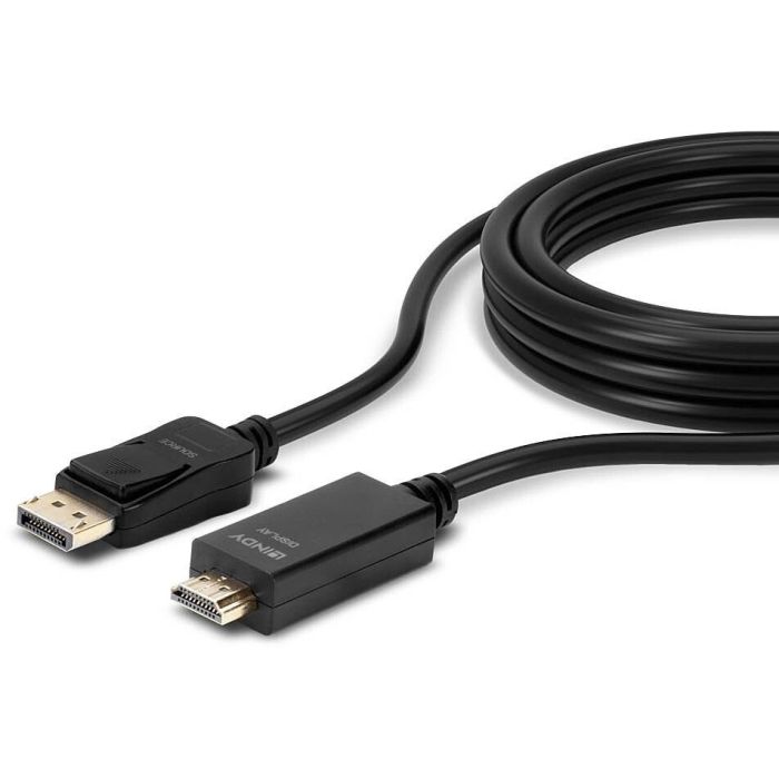 Lindy Cable DisplayPort a HDMI 3m 4K UHD 3840x2160@30Hz Compatible con Audio 7.1 para PC y Laptop a Monitor 4
