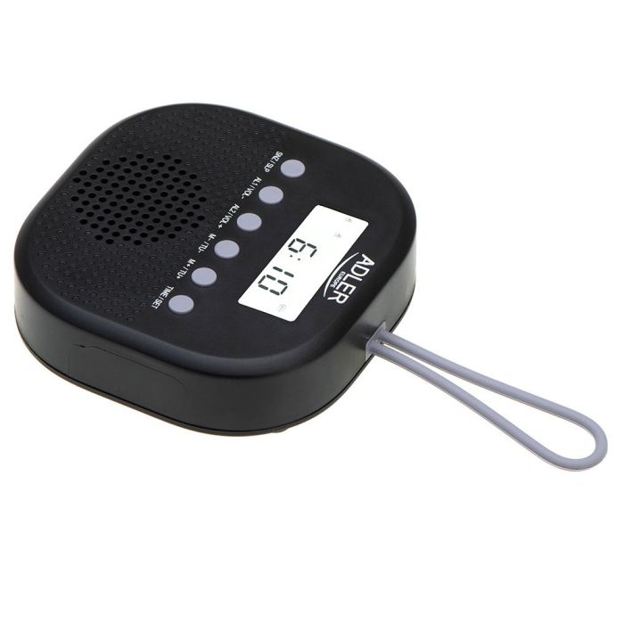 Adler Radio Portátil FM AD 1912 Resistente al Agua IPX4 con Reloj y Alarma, 9 x 9 x 2,5 cm 3