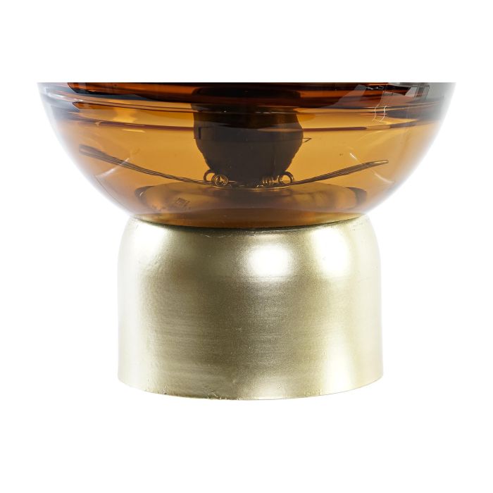 DKD Home Decor Adorno Luminoso Navideño Moderno Cristal y Metal LED Ámbar Dorado 14x14x20 cm, Pilas AAA 2
