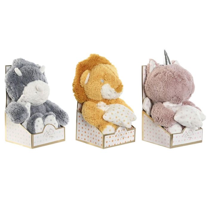 Peluche Baby DKD Home Decor Amarillo Gris 10 x 15 x 10 cm (3 Unidades)