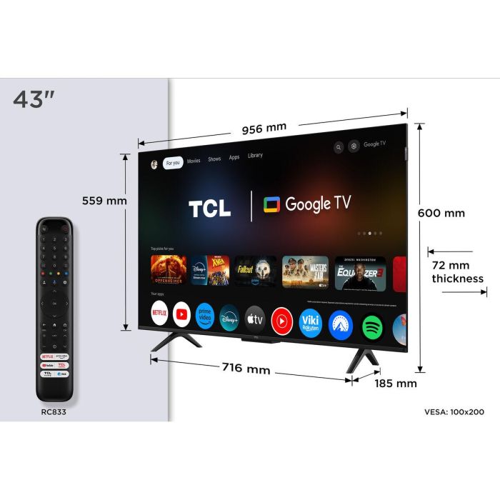 Smart TV TCL 43P7K 43" 4K Ultra HD LED HDR D-LED QLED 2 Smart TV TCL 43P7K 43" 4K Ultra HD LED HDR D-LED QLED 2