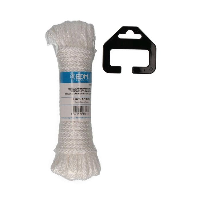 Edm Cuerda trenzada nylon blanco granate, madeja trenzada, calibre 6 mm x 10 m 0 Edm Cuerda trenzada nylon blanco granate, madeja trenzada, calibre 6 mm x 10 m 0