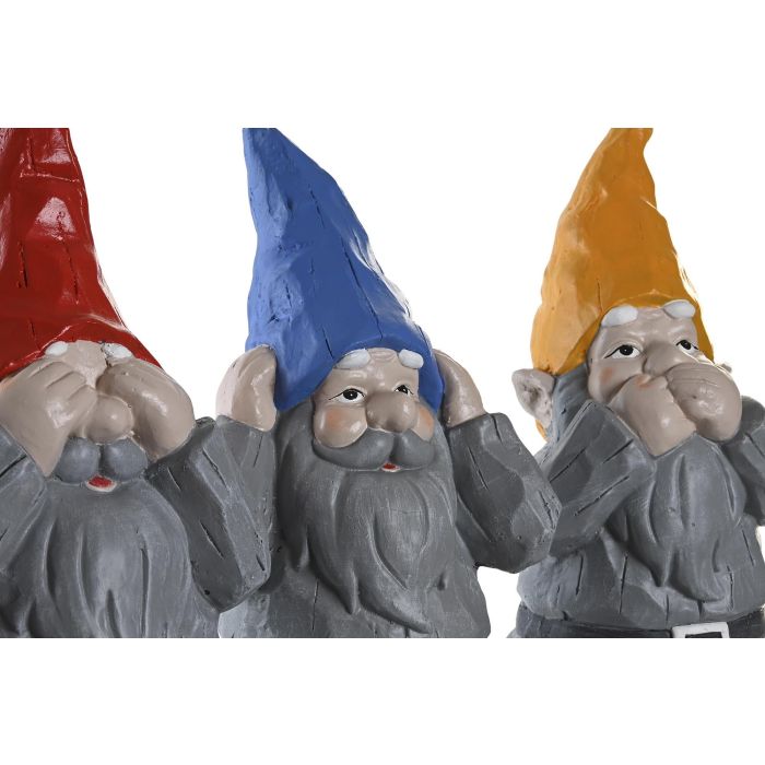 DKD Home Decor Gnomos Gris Rojo 18.3 x 48.2 x 25 cm (3 Unidades) Figura Terraza Y Jardin 1