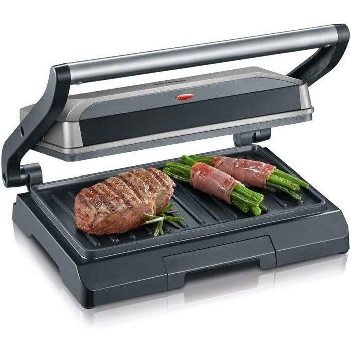 SEVERIN KG2394 Parrilla multifunción compacta: carne - paninis - verduras - placas antiadherentes 23x14-5 cm - recogegrasas 3