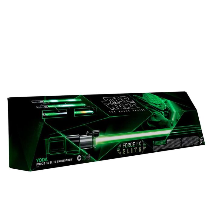 Hasbro Star Wars The Black Series Sable Luz Force FX Elite de Yoda con luces LED, efectos de sonido y base incluida 8