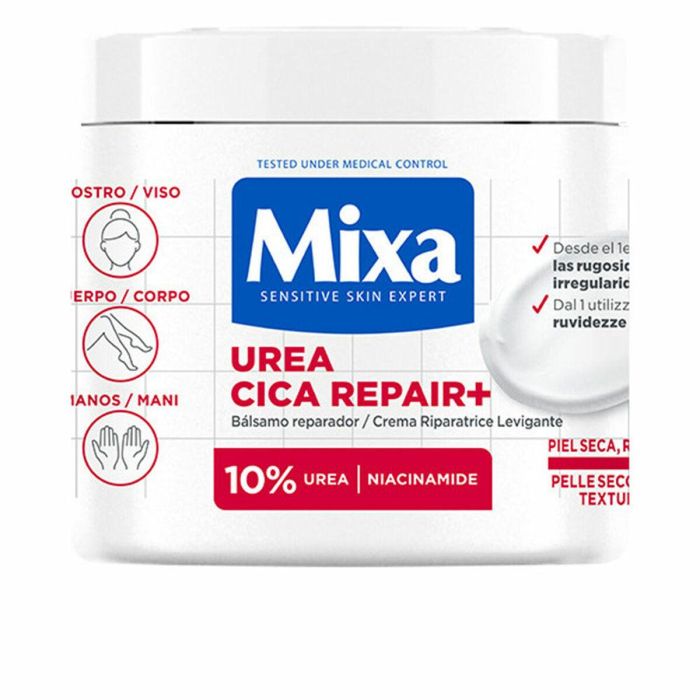 Mixa UREA CICA REPAIR+ Bálsamo Reparador 10% Urea Niacinamida para Piel Seca, Rugosa e Irregular Rostro Cuerpo Manos 400 ml Mixa UREA CICA REPAIR+ Bálsamo Reparador 10% Urea Niacinamida para Piel Seca, Rugosa e Irregular Rostro Cuerpo Manos 400 ml