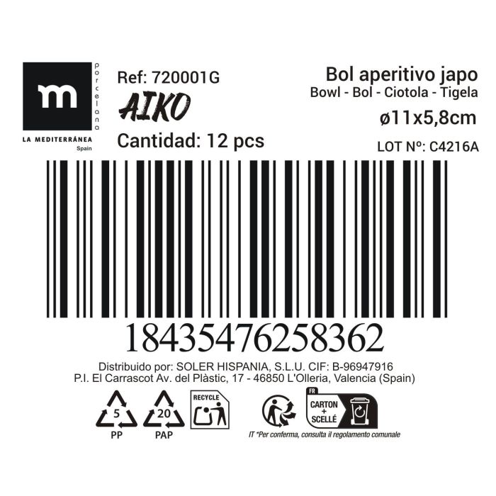 La Mediterranea Bol Aperitivo Japonés Juego de 6 - 11 cm diámetro x 6.2 cm alto (36 Unidades) 13