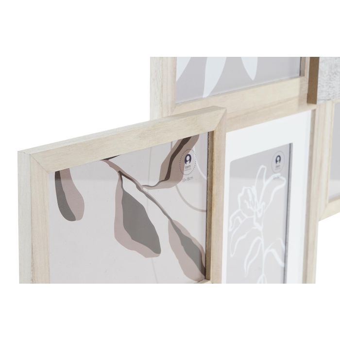 DKD Home Decor Marco Multifoto Shabby Natural para 5 fotos, 53x39.5 cm, de Madera Paulownia y Cristal 2