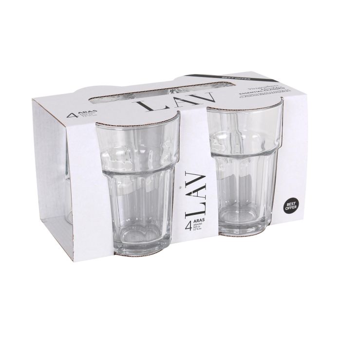 Lav Set 4 Vasos 365cc Aras 8.3x8.3x12cm (12 Cajas)