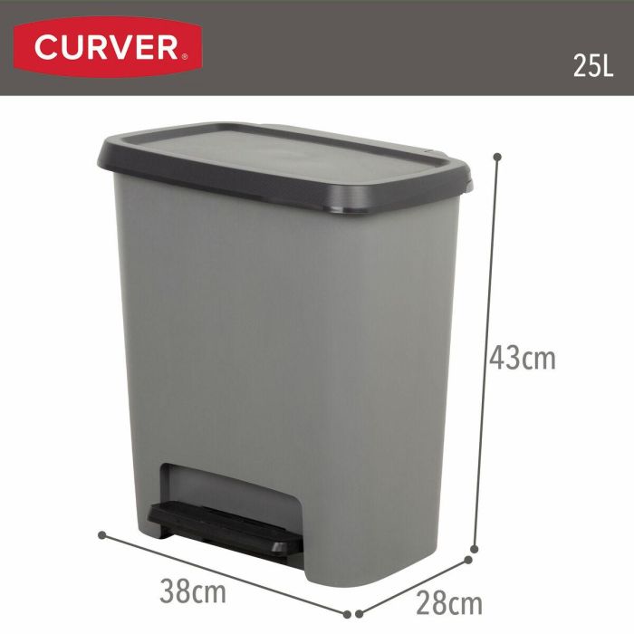 Cubo de basura Curver Gris oscuro Plástico 25 L (5 Unidades) 3 Cubo de basura Curver Gris oscuro Plástico 25 L (5 Unidades) 3